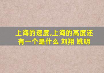 上海的速度,上海的高度还有一个是什么 刘翔 姚明